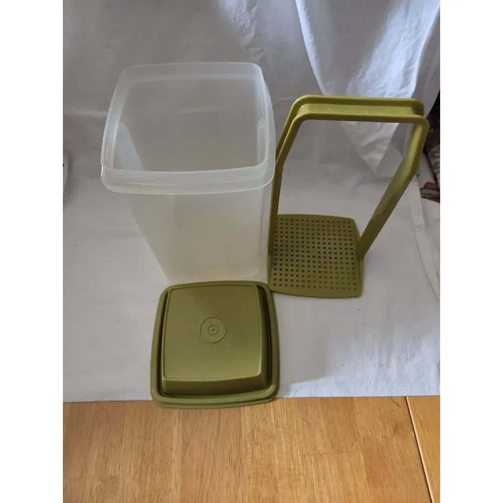 Vtg Tupperware Pick A Deli 2 Qt Pickle Keeper 1560 3 pieces Avocado Green 70’s